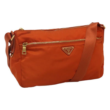 PRADA Shoulder Bag Nylon Orange Gold Auth 113766V