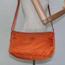 PRADA Shoulder Bag Nylon Orange Gold Auth 113766V-24