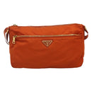PRADA Shoulder Bag Nylon Orange Gold Auth 113766V-13