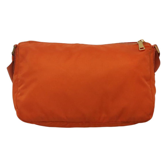 PRADA Shoulder Bag Nylon Orange Gold Auth 113766V