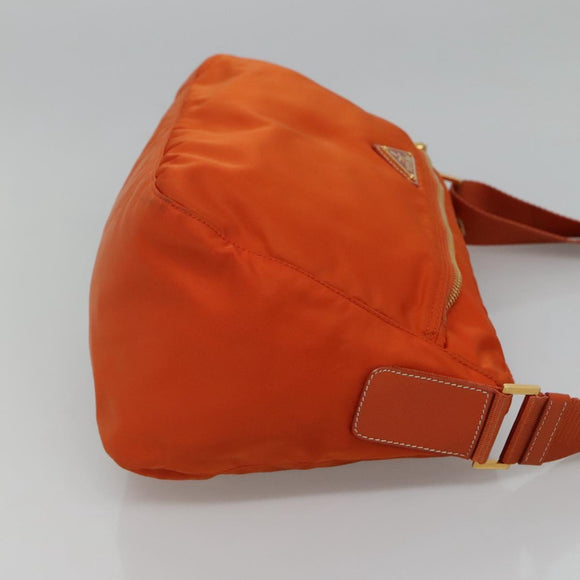 PRADA Shoulder Bag Nylon Orange Gold Auth 113766V