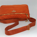PRADA Shoulder Bag Nylon Orange Gold Auth 113766V-7