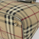BURBERRY Nova Check Tote Bag PVC Leather Beige Silver Auth 113769-9