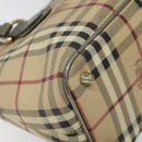 BURBERRY Nova Check Tote Bag PVC Leather Beige Silver Auth 113769-14