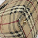 BURBERRY Nova Check Tote Bag PVC Leather Beige Silver Auth 113769-16