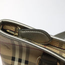 BURBERRY Nova Check Tote Bag PVC Leather Beige Silver Auth 113769-10
