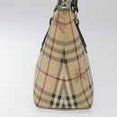 BURBERRY Nova Check Tote Bag PVC Leather Beige Silver Auth 113769-4