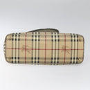 BURBERRY Nova Check Tote Bag PVC Leather Beige Silver Auth 113769-5