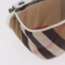 BURBERRY Nova Check Hand Bag Canvas Leather Beige White Auth 113772-15