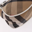 BURBERRY Nova Check Hand Bag Canvas Leather Beige White Auth 113772-17