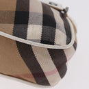 BURBERRY Nova Check Hand Bag Canvas Leather Beige White Auth 113772-10