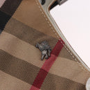 BURBERRY Nova Check Hand Bag Canvas Leather Beige White Auth 113772-12