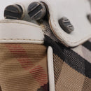 BURBERRY Nova Check Hand Bag Canvas Leather Beige White Auth 113772-4