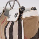 BURBERRY Nova Check Hand Bag Canvas Leather Beige White Auth 113772-7