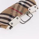 BURBERRY Nova Check Hand Bag Canvas Leather Beige White Auth 113772-8