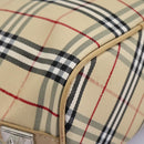 BURBERRY Nova Check Blue Label Shoulder Bag Canvas Beige Silver Auth 113784-10