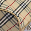 BURBERRY Nova Check Blue Label Shoulder Bag Canvas Beige Silver Auth 113784-14