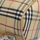 BURBERRY Nova Check Blue Label Shoulder Bag Canvas Beige Silver Auth 113784-15