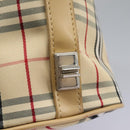 BURBERRY Nova Check Blue Label Shoulder Bag Canvas Beige Silver Auth 113784-17