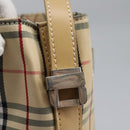 BURBERRY Nova Check Blue Label Shoulder Bag Canvas Beige Silver Auth 113784-11