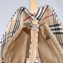 BURBERRY Nova Check Blue Label Shoulder Bag Canvas Beige Silver Auth 113784-21