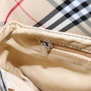 BURBERRY Nova Check Blue Label Shoulder Bag Canvas Beige Silver Auth 113784-22