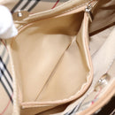 BURBERRY Nova Check Blue Label Shoulder Bag Canvas Beige Silver Auth 113784-23