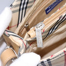 BURBERRY Nova Check Blue Label Shoulder Bag Canvas Beige Silver Auth 113784-24
