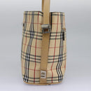 BURBERRY Nova Check Blue Label Shoulder Bag Canvas Beige Silver Auth 113784-3