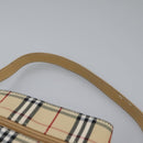 BURBERRY Nova Check Blue Label Shoulder Bag Canvas Beige Silver Auth 113784-8