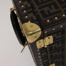 FENDI Zucca Canvas Trunk Jewelry Case Jewelry Box Black Brown Auth 113789SV-15