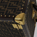 FENDI Zucca Canvas Trunk Jewelry Case Jewelry Box Black Brown Auth 113789SV-16