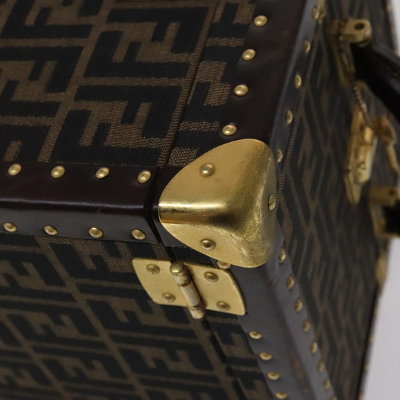 FENDI Zucca Canvas Trunk Jewelry Case Jewelry Box Black Brown Auth 113789SV