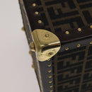 FENDI Zucca Canvas Trunk Jewelry Case Jewelry Box Black Brown Auth 113789SV-17