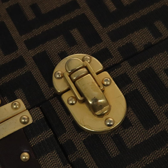 FENDI Zucca Canvas Trunk Jewelry Case Jewelry Box Black Brown Auth 113789SV