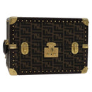 FENDI Zucca Canvas Trunk Jewelry Case Jewelry Box Black Brown Auth 113789SV-1