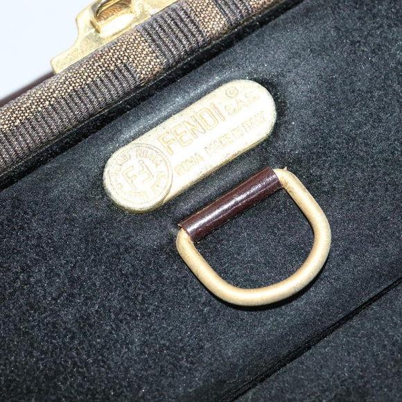 FENDI Zucca Canvas Trunk Jewelry Case Jewelry Box Black Brown Auth 113789SV