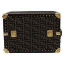 FENDI Zucca Canvas Trunk Jewelry Case Jewelry Box Black Brown Auth 113789SV-2