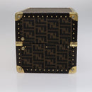 FENDI Zucca Canvas Trunk Jewelry Case Jewelry Box Black Brown Auth 113789SV-3