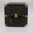 FENDI Zucca Canvas Trunk Jewelry Case Jewelry Box Black Brown Auth 113789SV-4