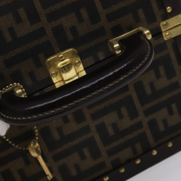 FENDI Zucca Canvas Trunk Jewelry Case Jewelry Box Black Brown Auth 113789SV