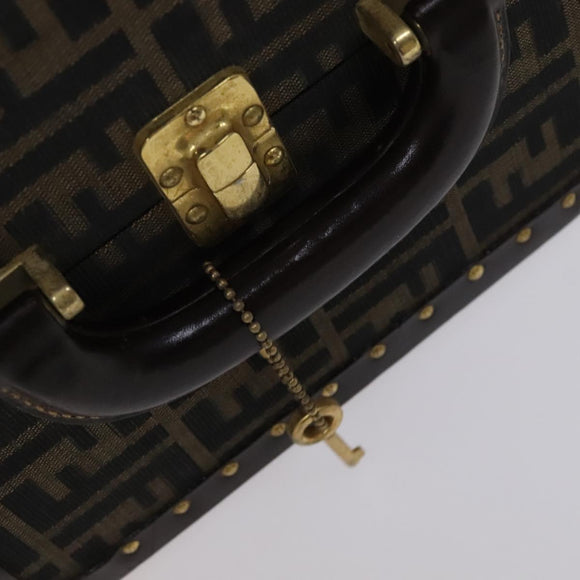 FENDI Zucca Canvas Trunk Jewelry Case Jewelry Box Black Brown Auth 113789SV