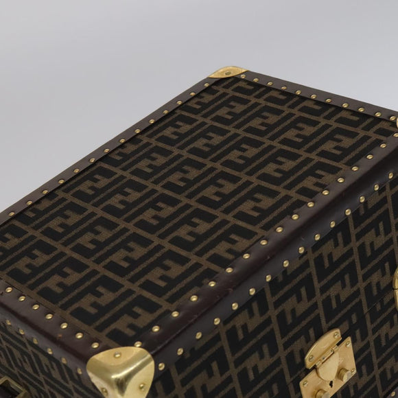 FENDI Zucca Canvas Trunk Jewelry Case Jewelry Box Black Brown Auth 113789SV