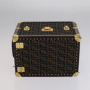 FENDI Zucca Canvas Trunk Jewelry Case Jewelry Box Black Brown Auth 113789SV-5
