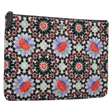 CHANEL Clutch Bag Cotton White CC Auth 113828AV