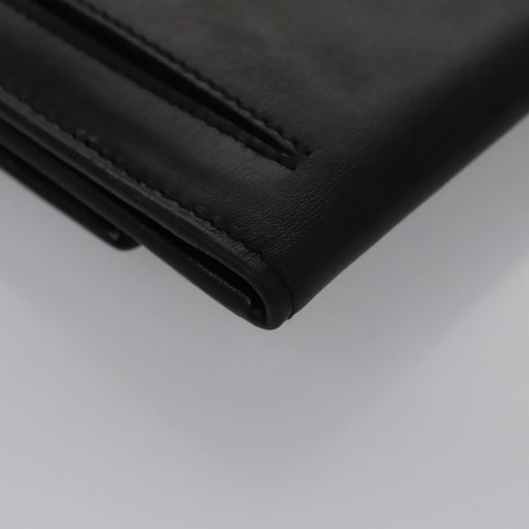 Salvatore Ferragamo Gancini Shoulder Wallet Leather Black Gold Auth 113832