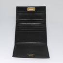 Salvatore Ferragamo Gancini Shoulder Wallet Leather Black Gold Auth 113832-10