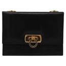 Salvatore Ferragamo Gancini Shoulder Wallet Leather Black Gold Auth 113832-13