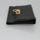 Salvatore Ferragamo Gancini Shoulder Wallet Leather Black Gold Auth 113832-3