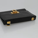 Salvatore Ferragamo Gancini Shoulder Wallet Leather Black Gold Auth 113832-5